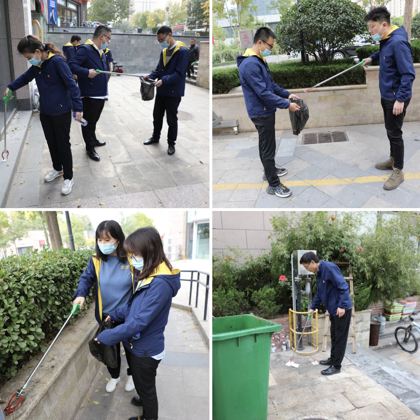 黨員和青年員工在社區周?chē)鍜呃? title=